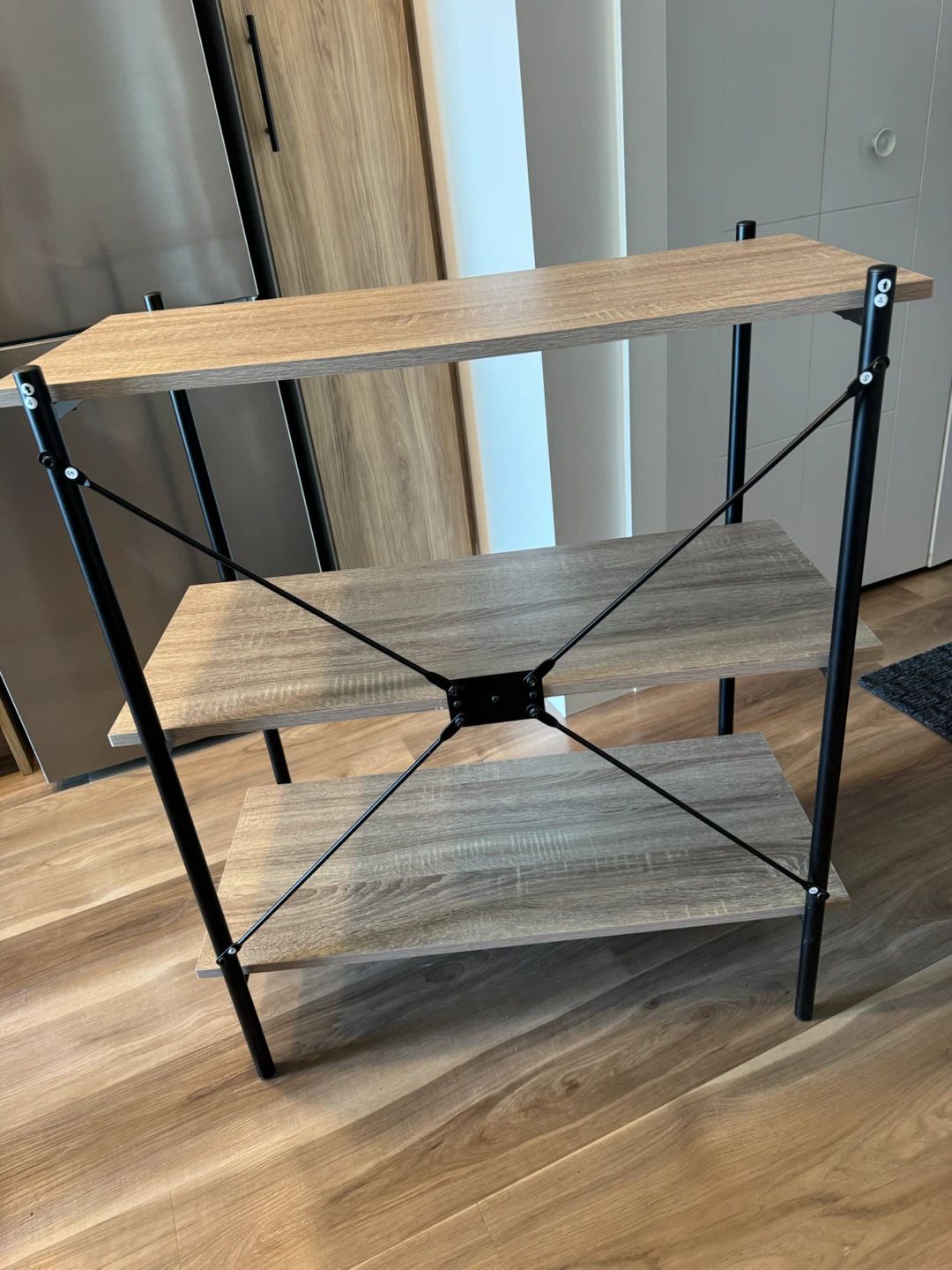 3-Shelf Wood and Metal Bookshelf - photo 3