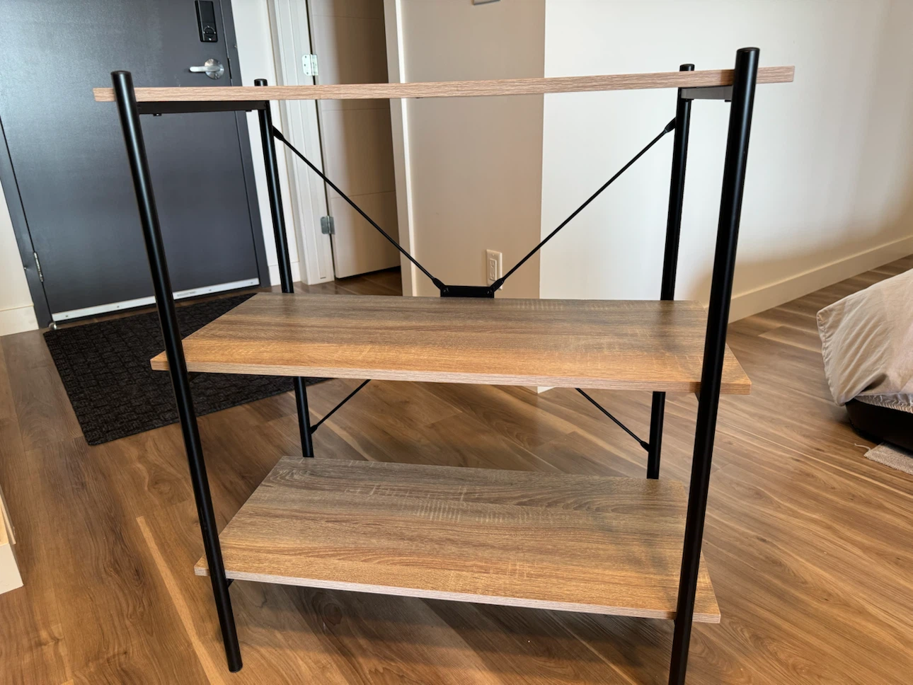 3-Shelf Wood and Metal Bookshelf - photo 2