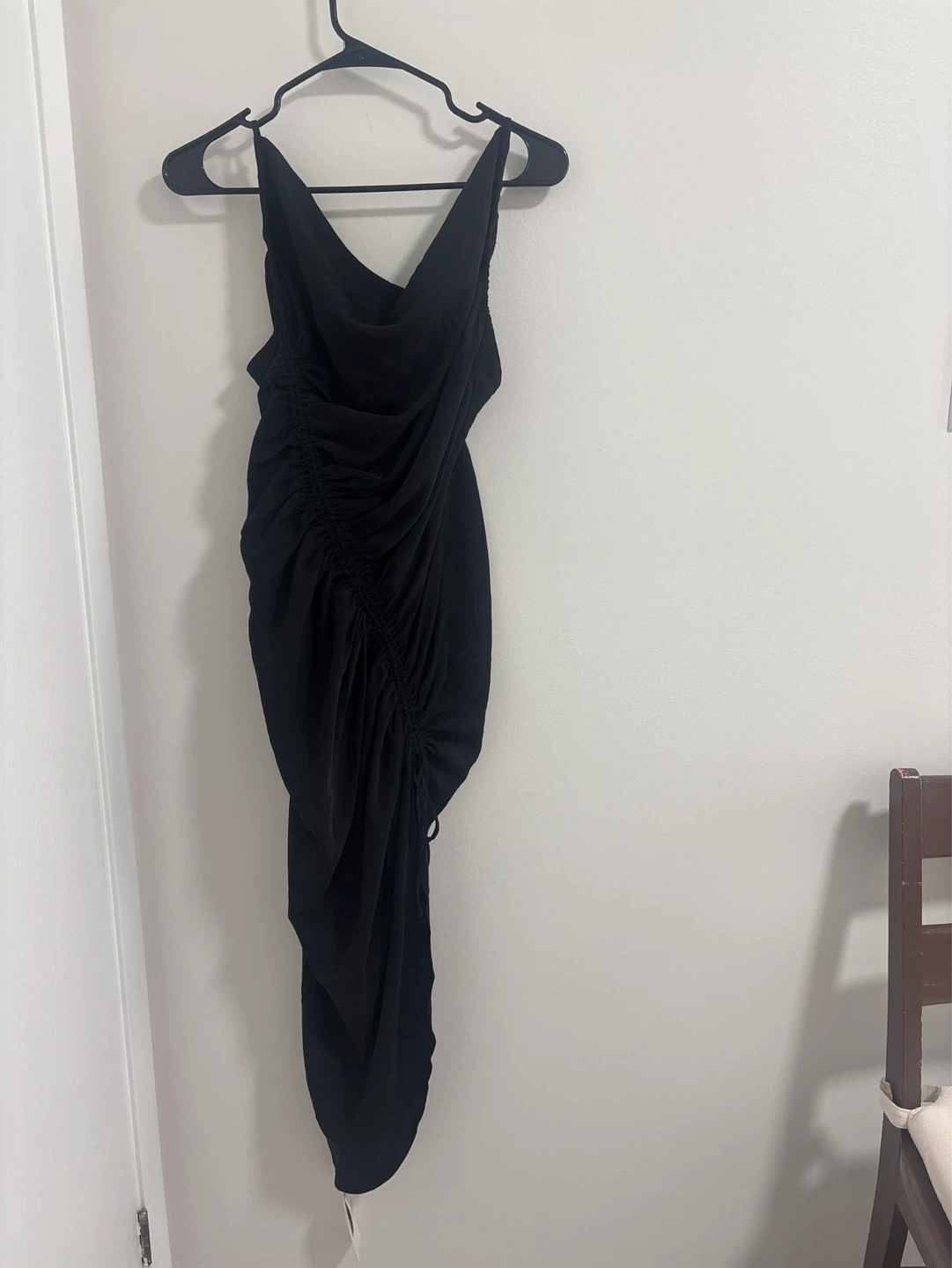 Abercrombie & Fitch Black Ruched Midi Dress