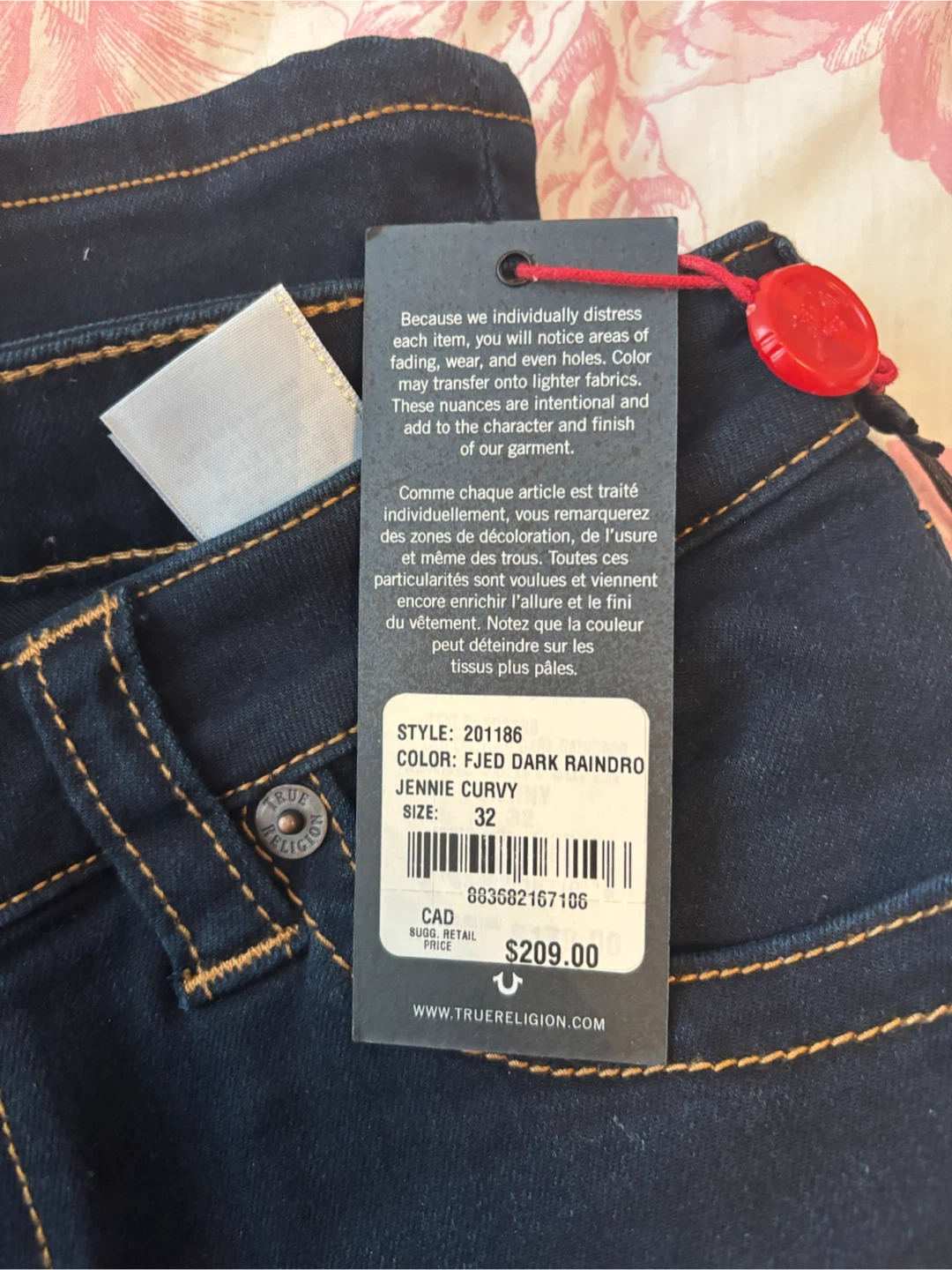 True Religion  Curvy Skinny Jeans - Dark Raindrop Wash - Size 32 - photo 4