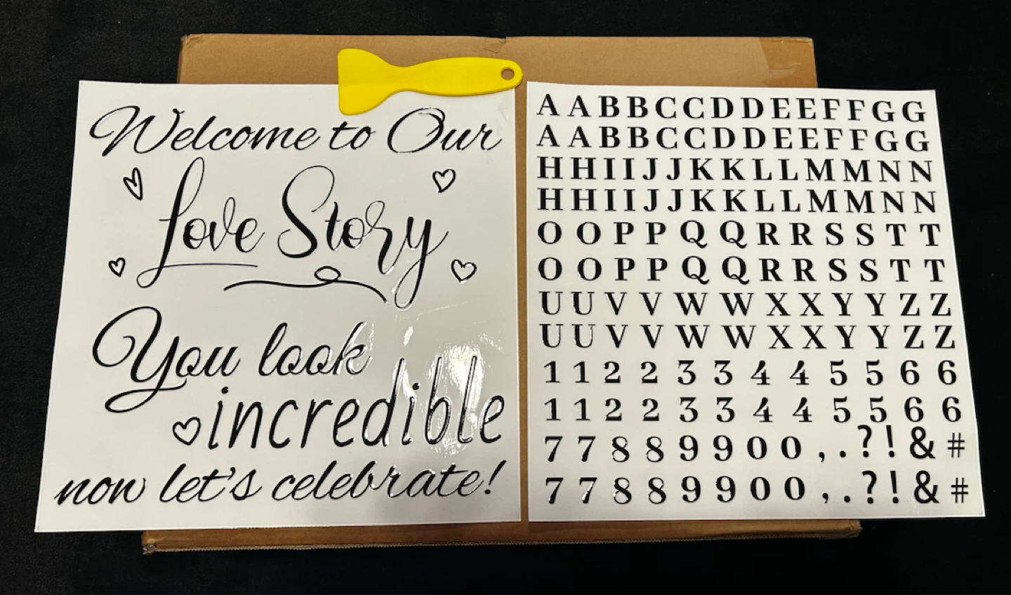 Rub on Transfers for Wedding Sign