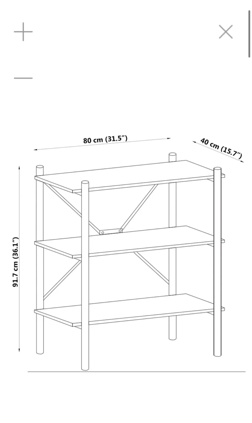 3-Shelf Wood and Metal Bookshelf - photo 4