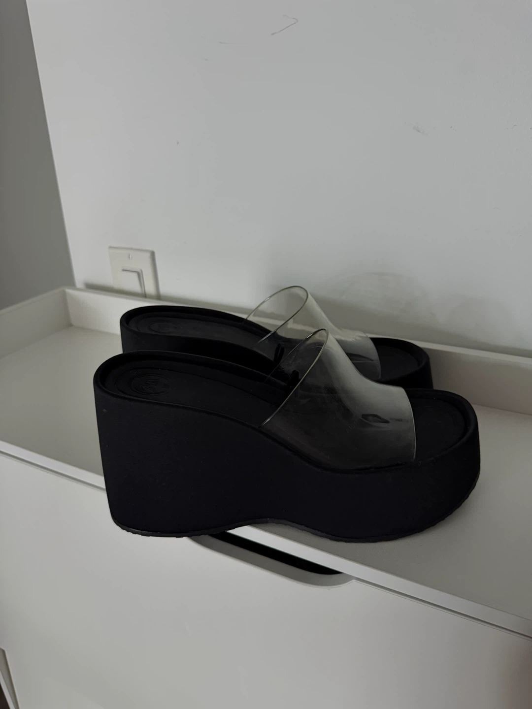 ZARA Black Platform Wedge Sandals - photo 4