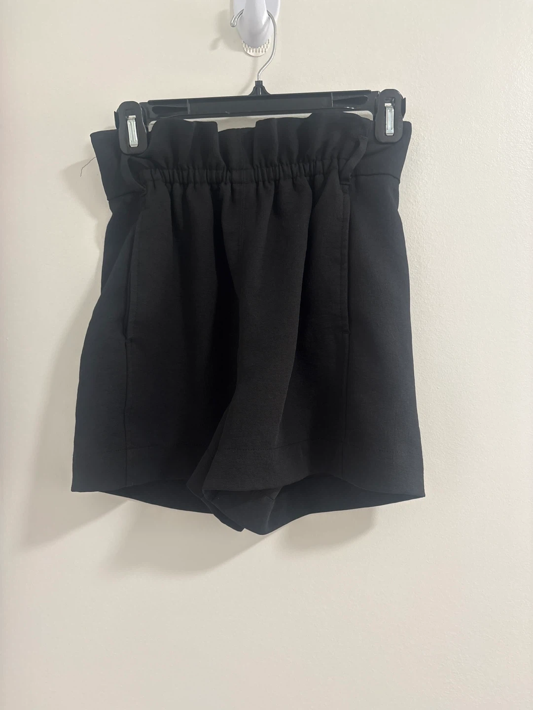 Black Paperbag Waist Shorts