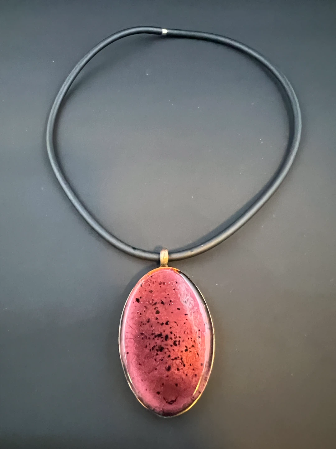 Large Pink & Black Statement Pendant Necklace