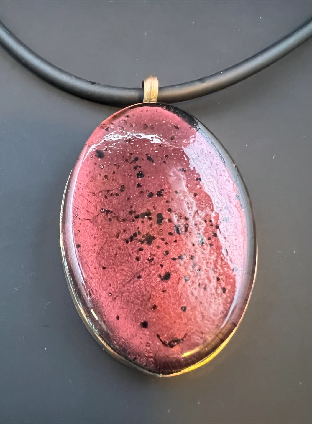 Large Pink & Black Statement Pendant Necklace - photo 2