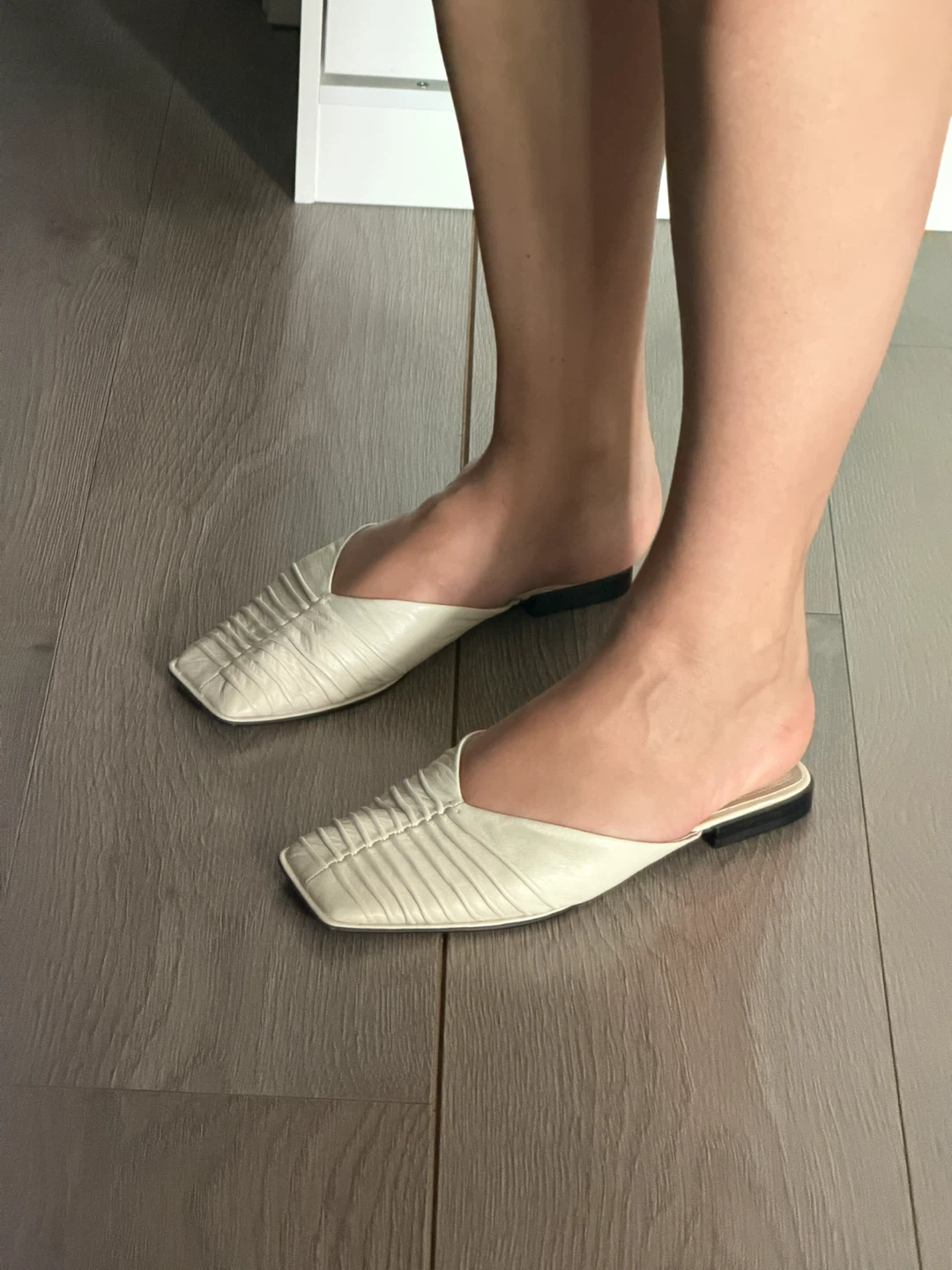 ZARA Ruched Square Toe Mules - Cream - photo 2