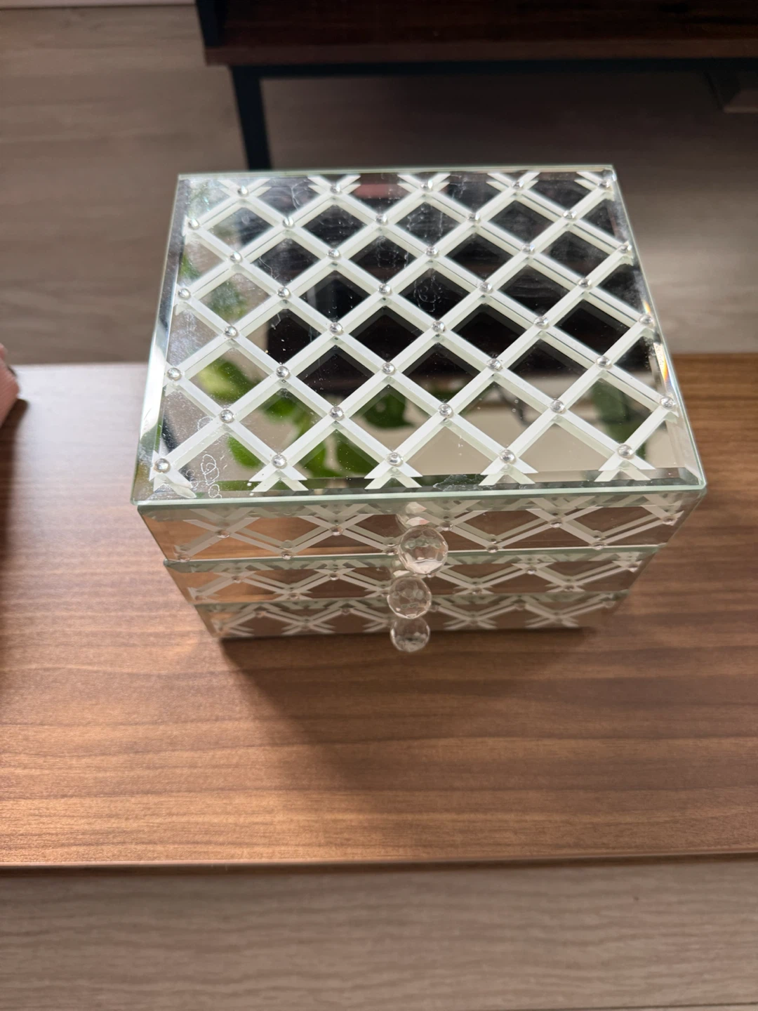 Mirrored Glass 3-Drawer Jewelry Box