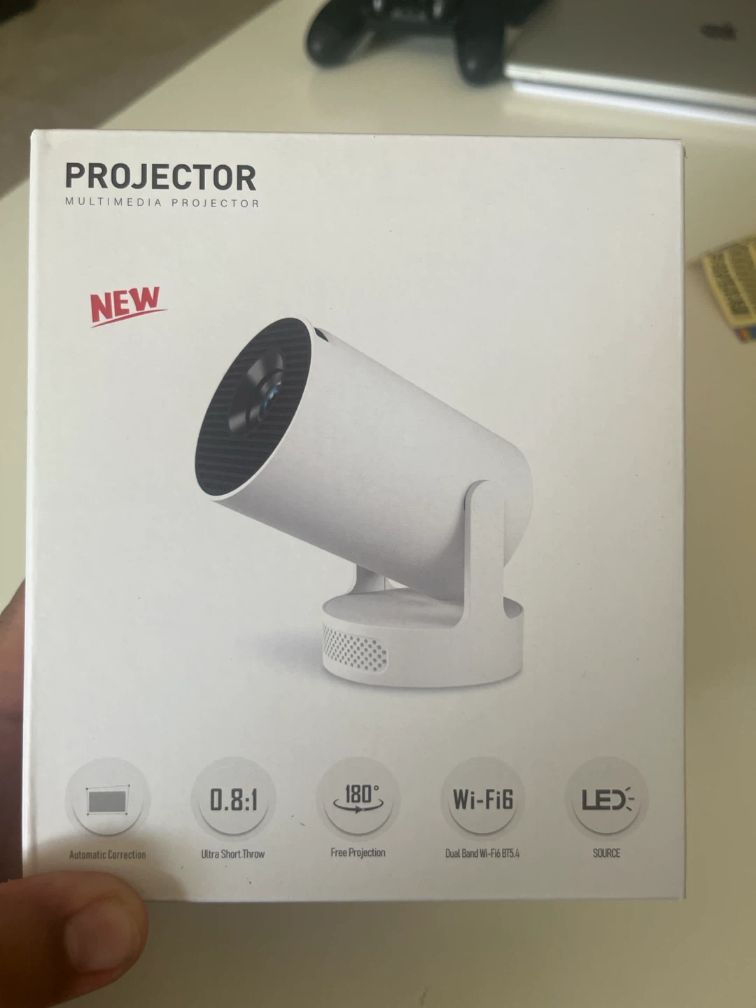White Multimedia Projector with Built-in Speakers