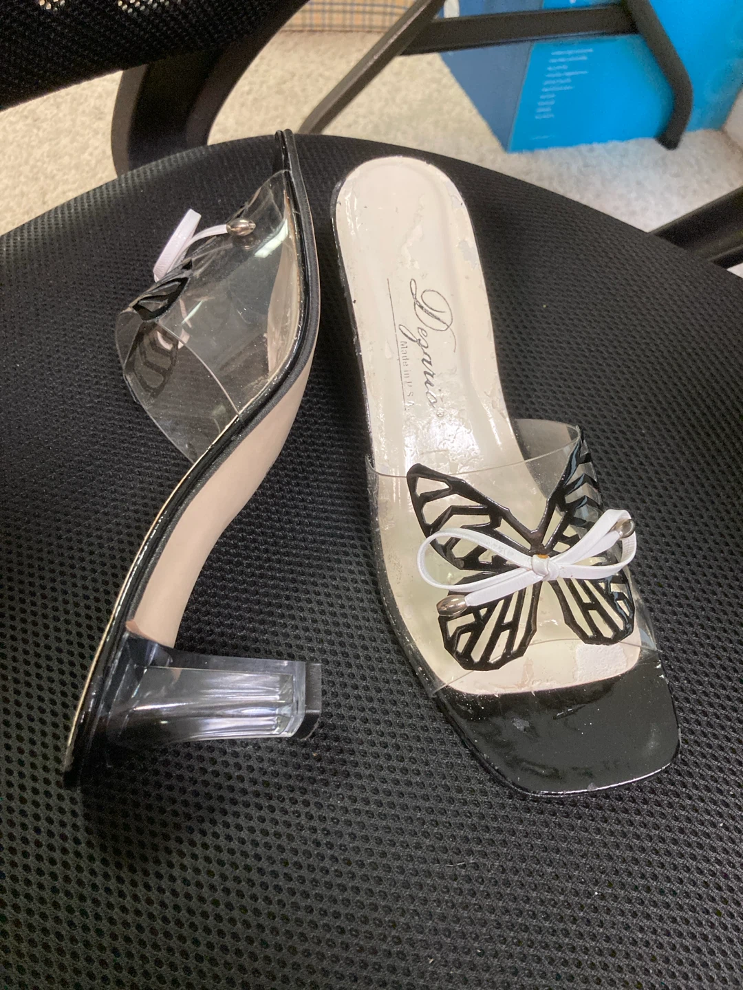 Dezario Women's Clear Butterfly Heeled Mules