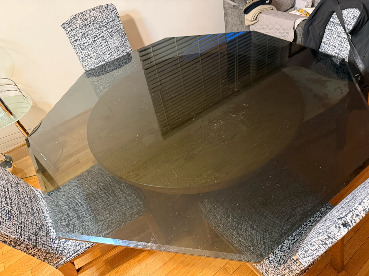 Beautiful oak wood and glass table