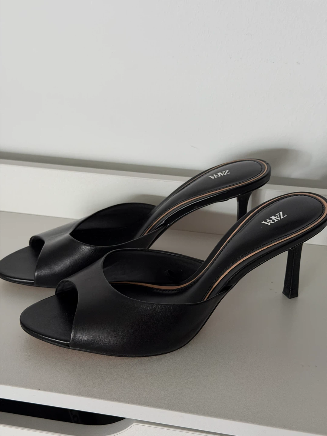 ZARA Black Heeled Mules Size 37