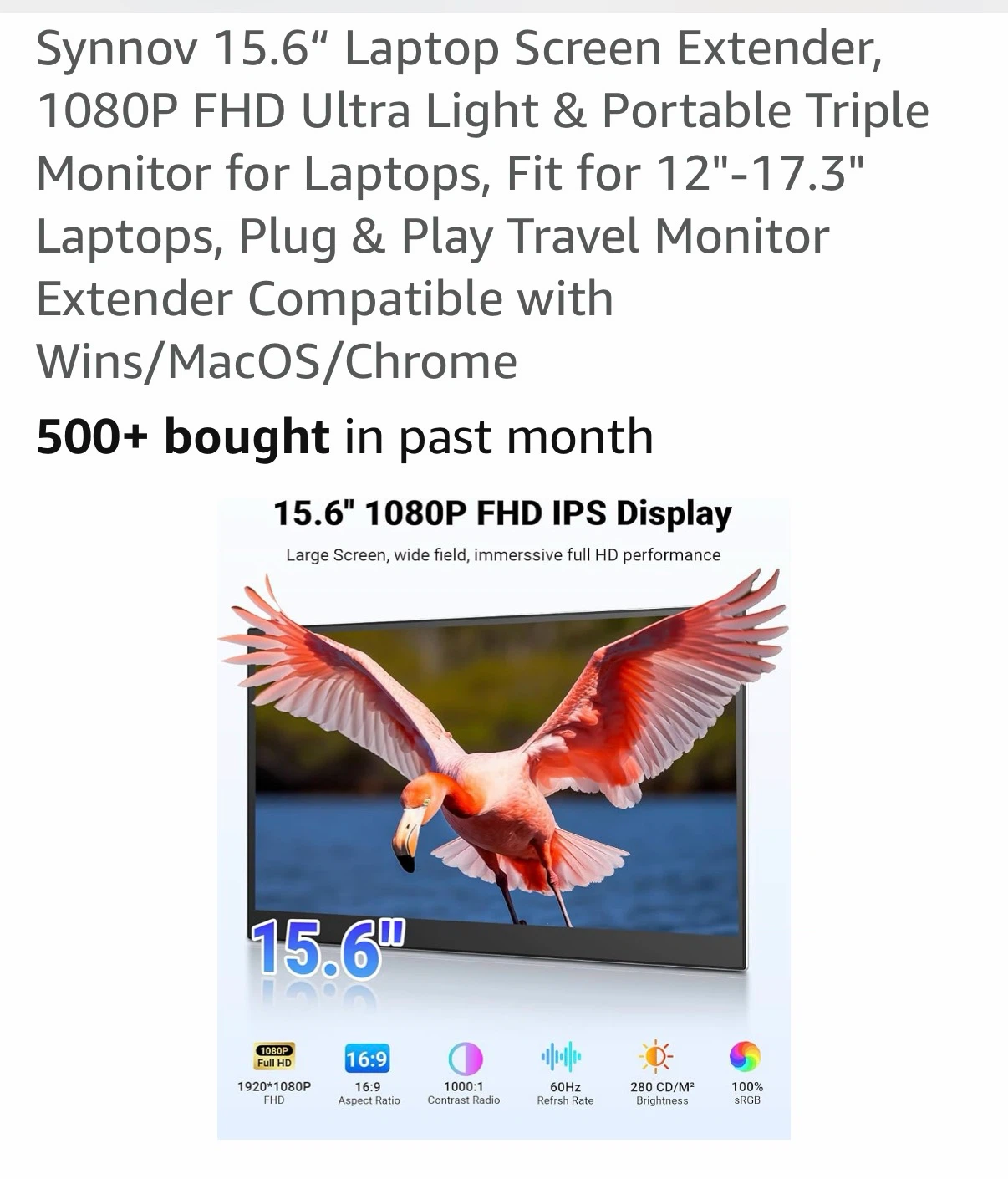 Synnov 15.6" Ultra Light & Portable Triple Monitor for Laptops. - photo 4