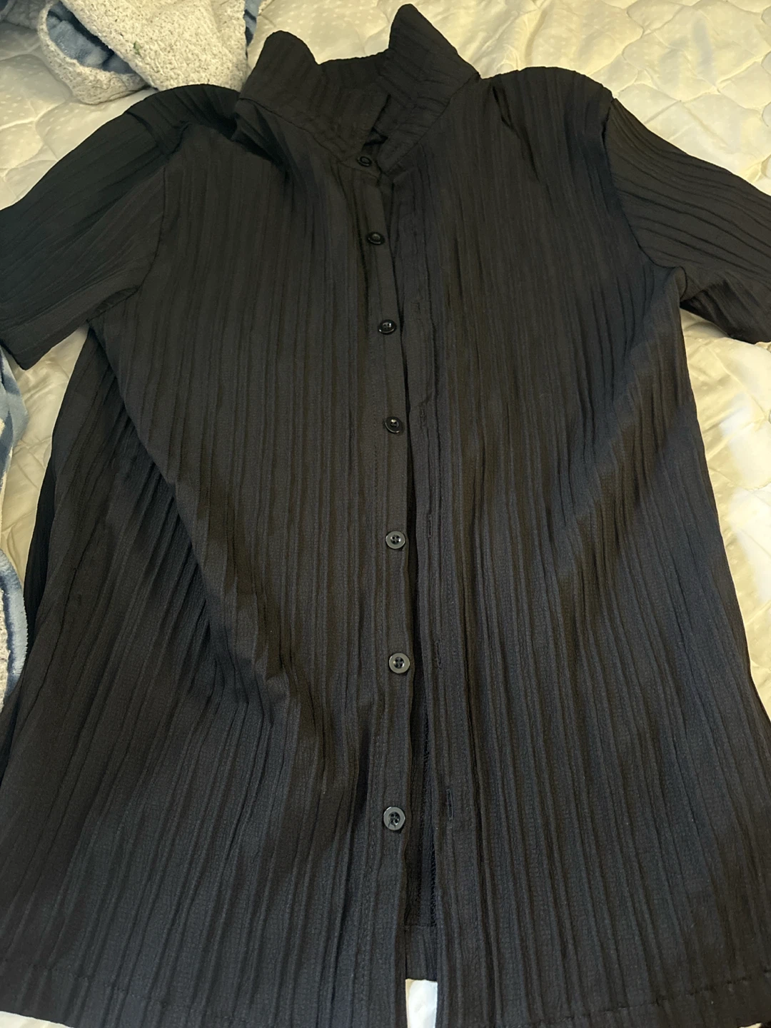 Black Pleated Shirt and Pants Set - photo 2