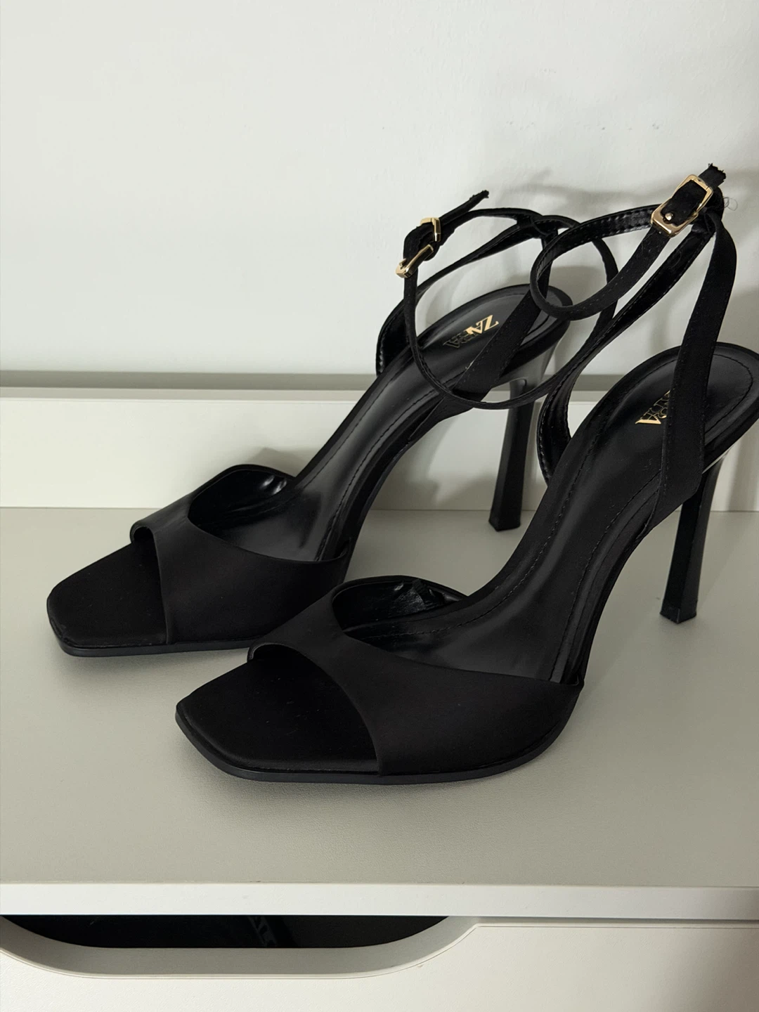 ZARA Black Heeled Sandals with Ankle Strap - photo 2