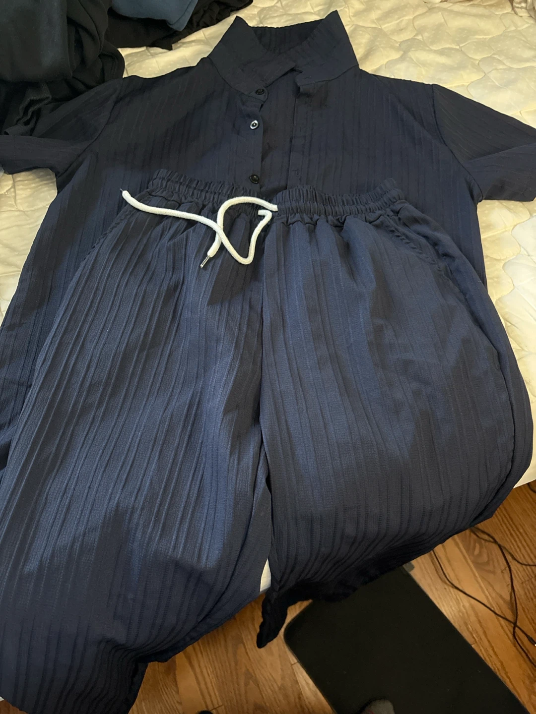 Navy Blue Two-Piece Set - Shirt and Pants
