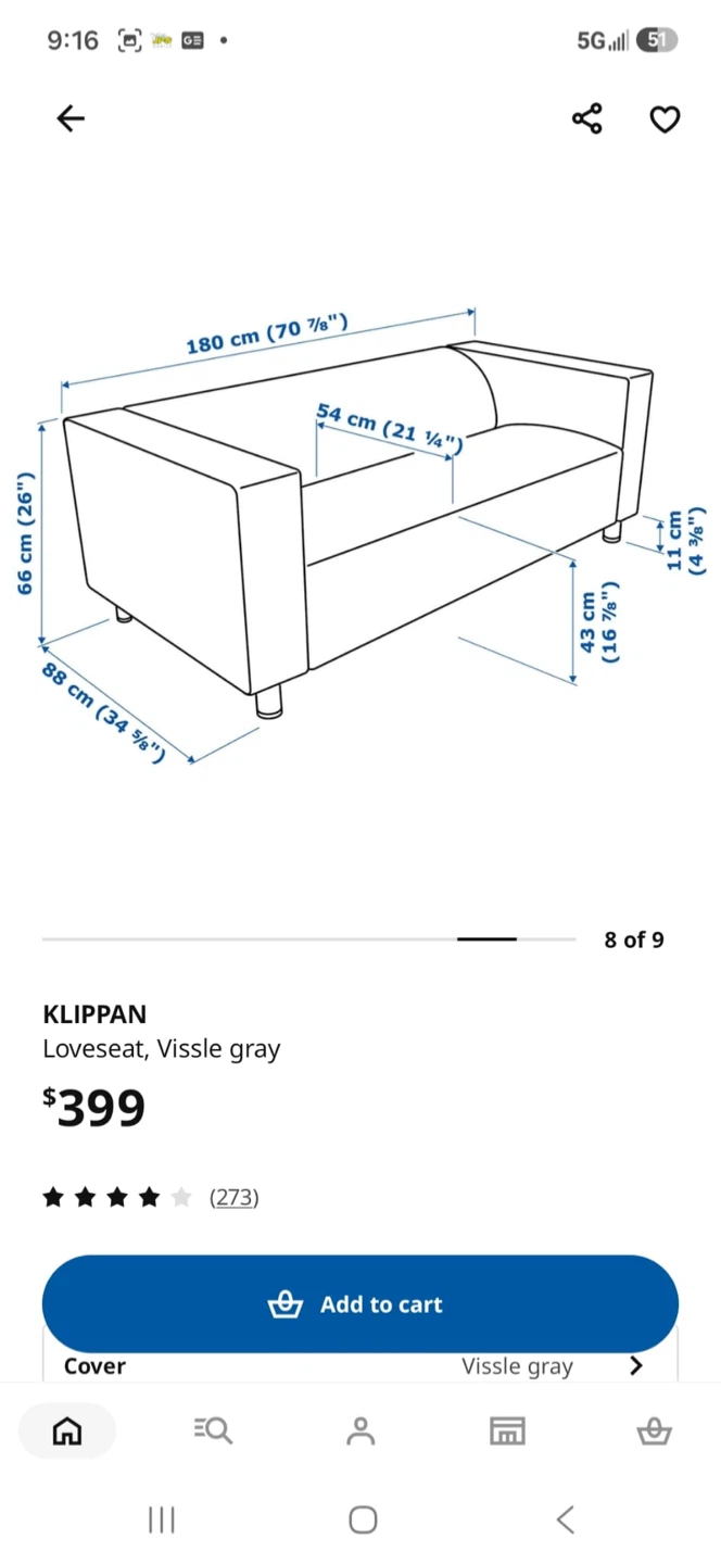IKEA KLIPPAN Loveseat - Vissle Gray - photo 4