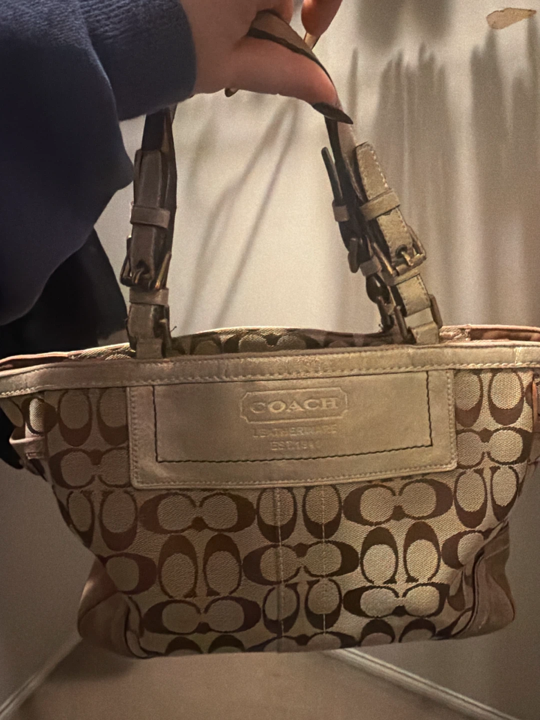 Coach Monogram Canvas Leather Handbag