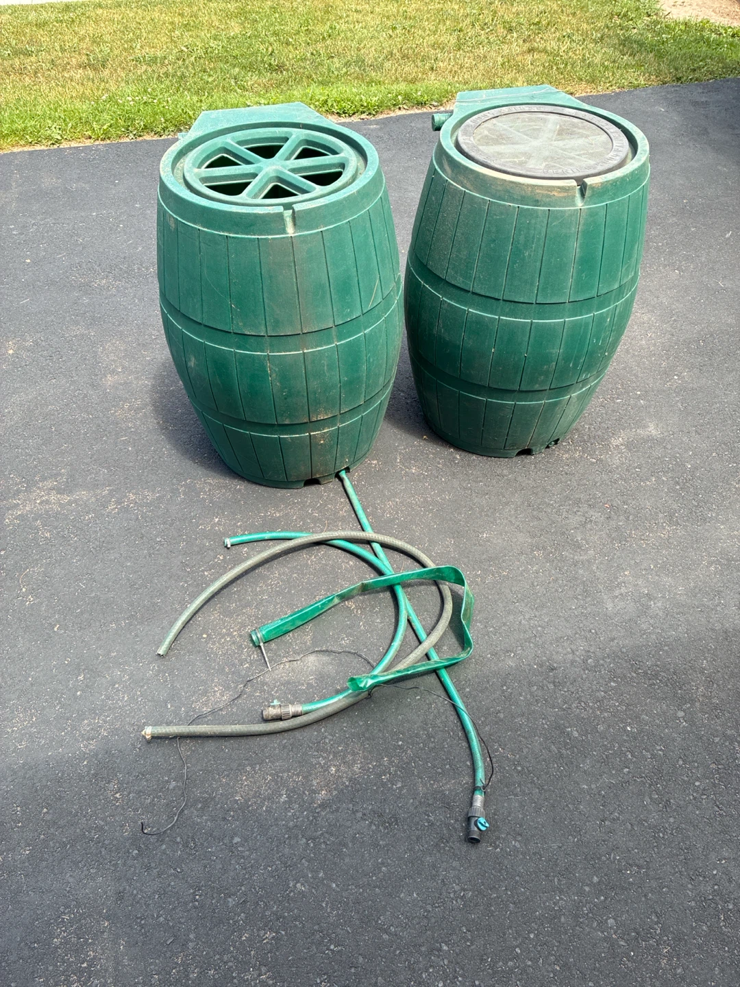 2 Green Water Barrels