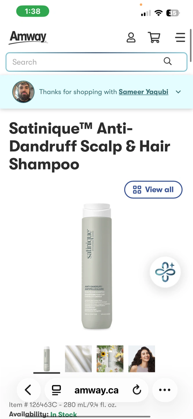 Amway Satinique Anti-Dandruff Scalp & Hair Shampoo 280 mL