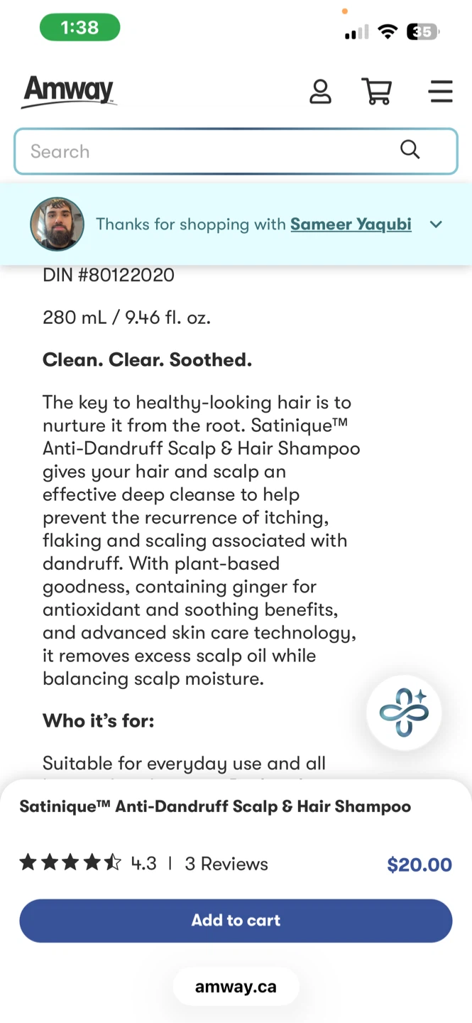 Amway Satinique Anti-Dandruff Scalp & Hair Shampoo 280 mL - photo 2