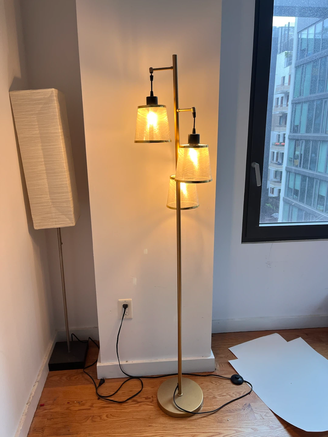 Gold Floor Lamp with 3 Shades