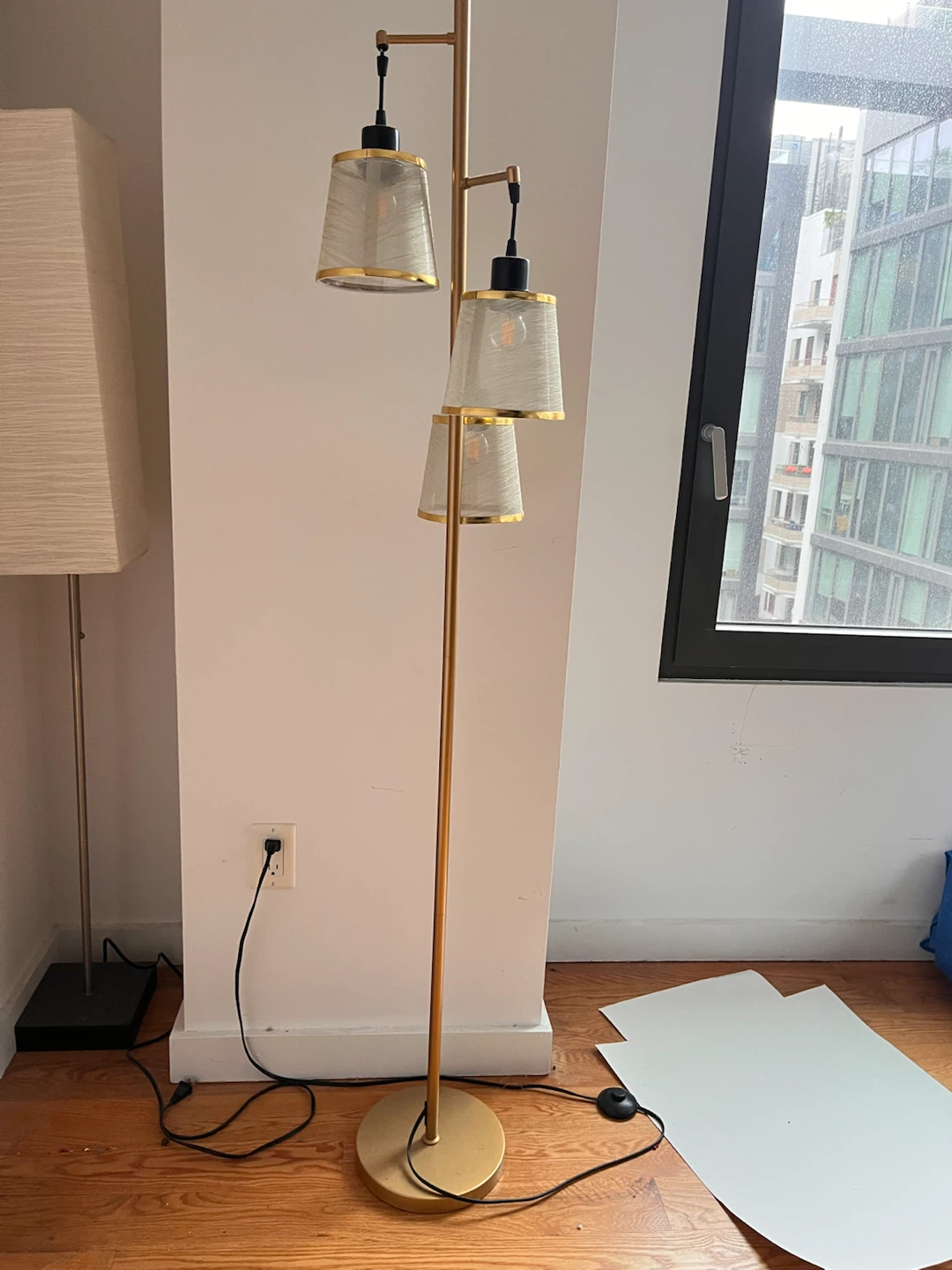 Gold Floor Lamp with 3 Shades - photo 2