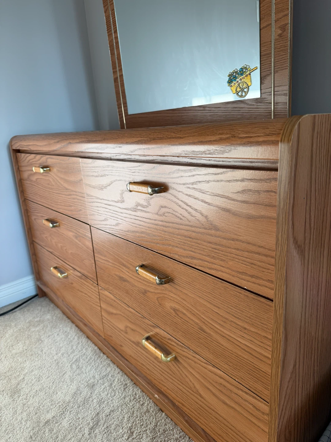 Wooden Dresser with Mirror