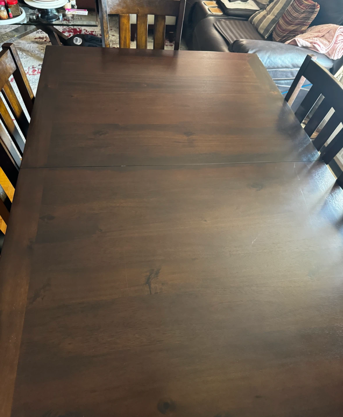 Dark Wood Dining Table with Rivet Accents - photo 3