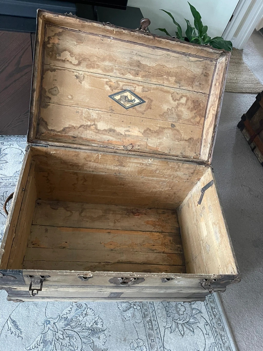 Antique Wood and Metal Trunk - photo 4