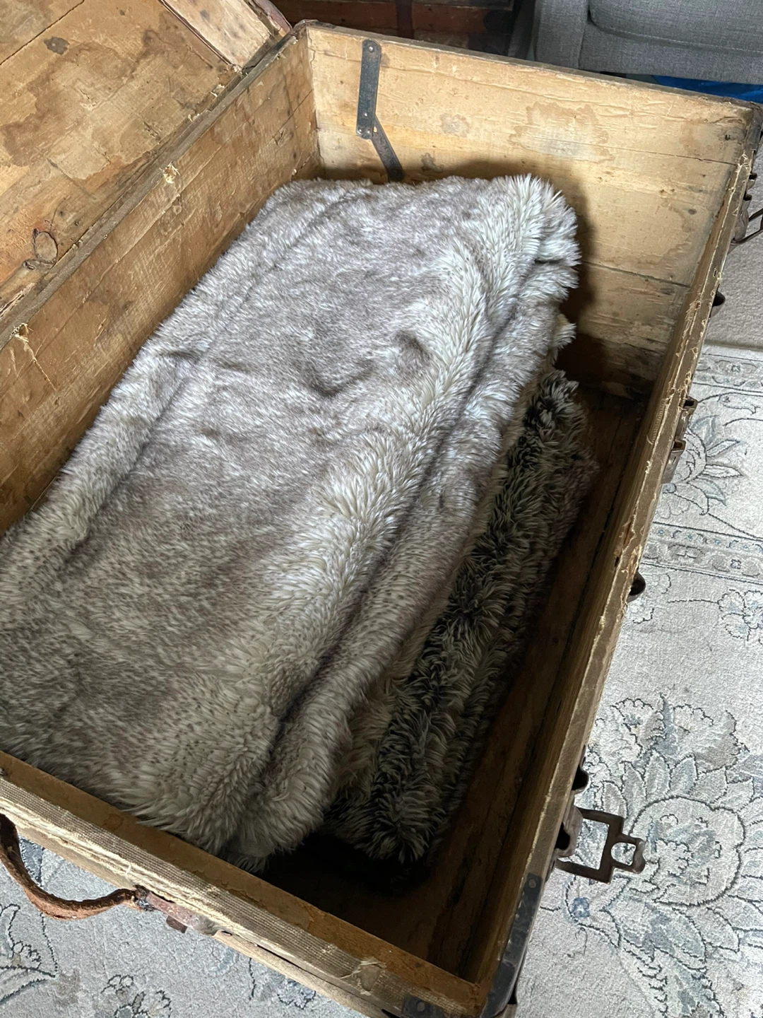 Antique Wood and Metal Trunk - photo 3