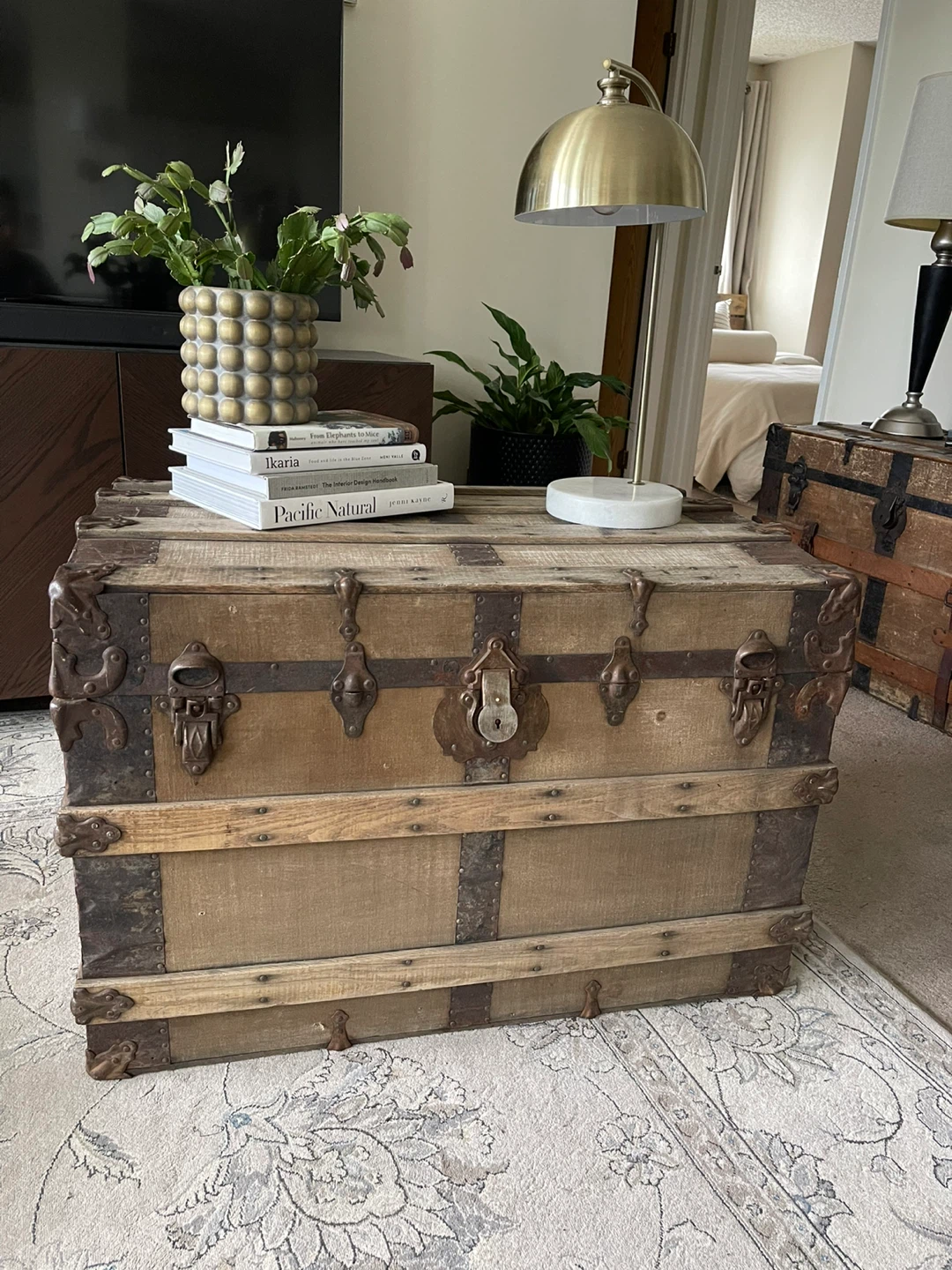 Antique Wood and Metal Trunk