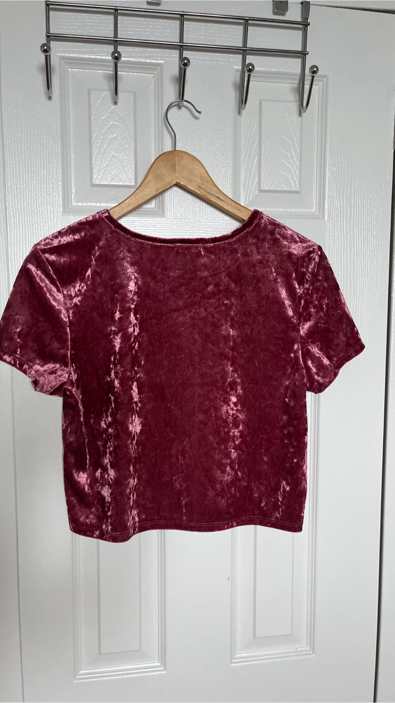 Pink Crushed Velvet Crop Top - photo 2