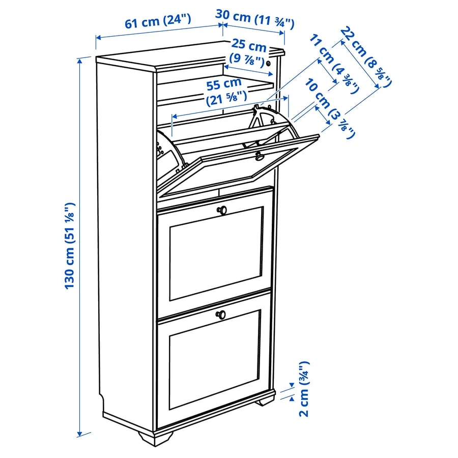 IKEA BRUSALI Shoe cabinet with 3 compartments - photo 4