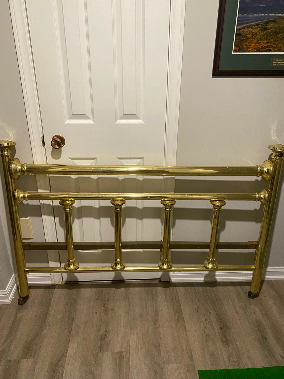 Antique double brass bed.