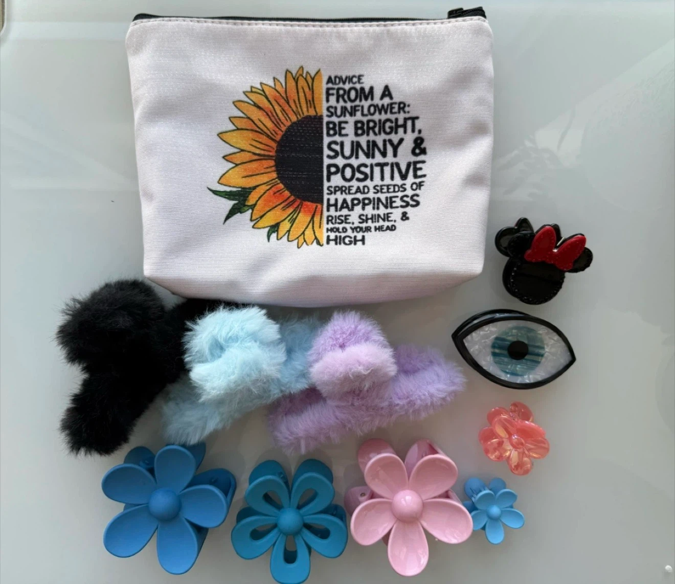 Assorted Hair Accessories & Sunflower Pouch