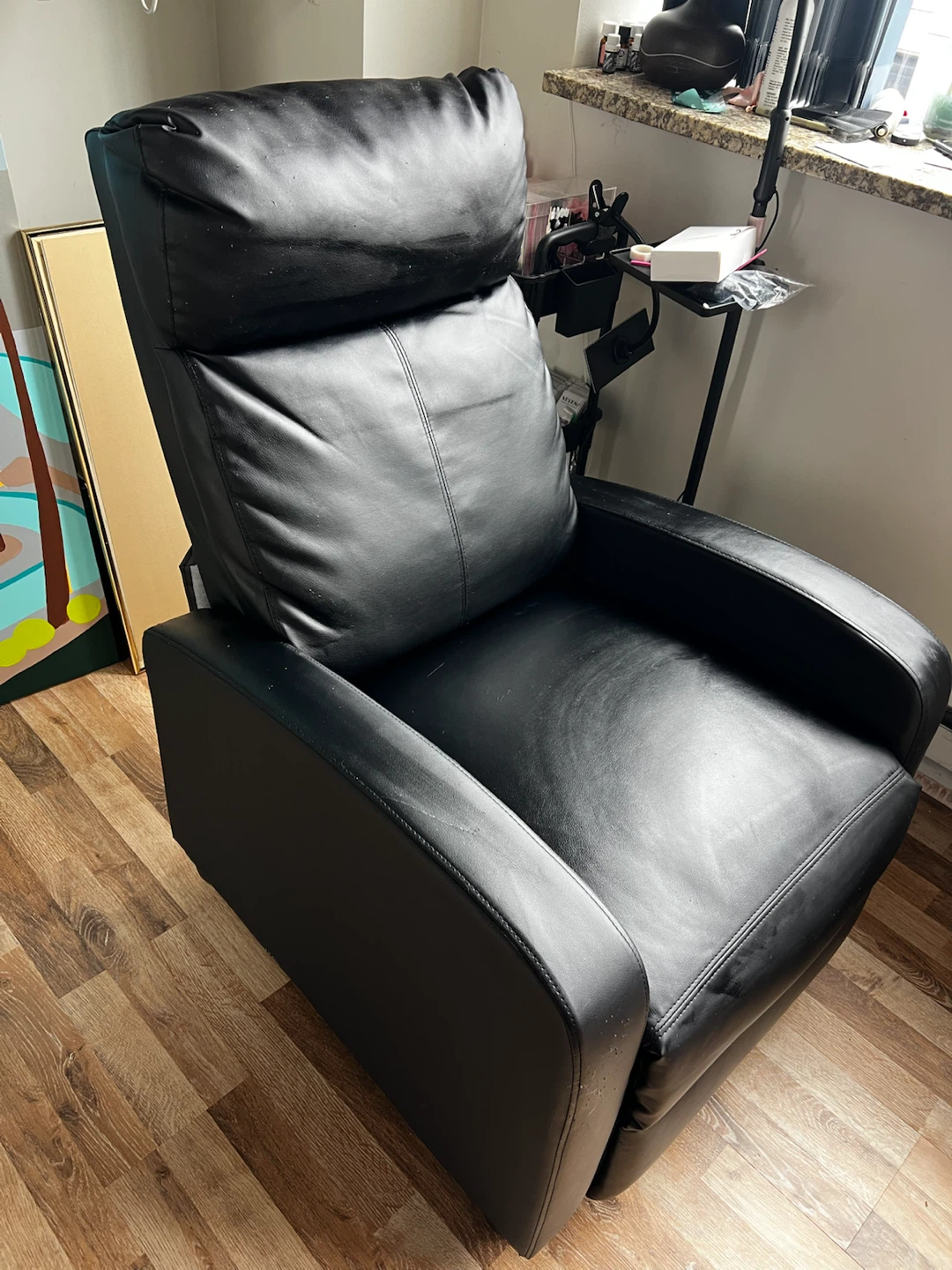 Black Faux Leather Recliner Chair