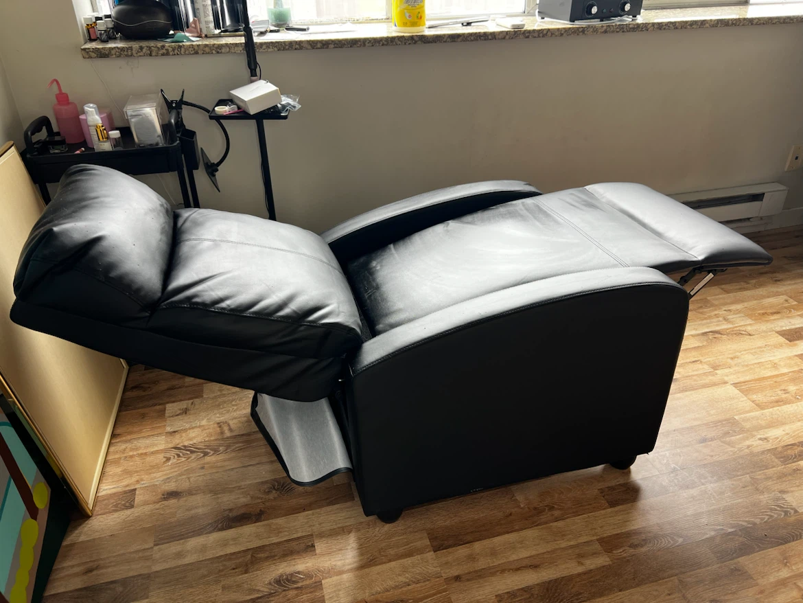 Black Faux Leather Recliner Chair - photo 2