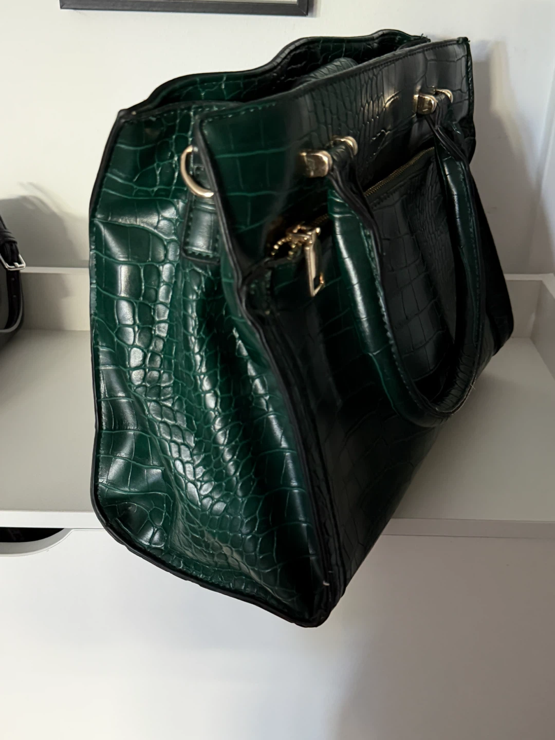 Deep Green Croc-Embossed Handbag - photo 2