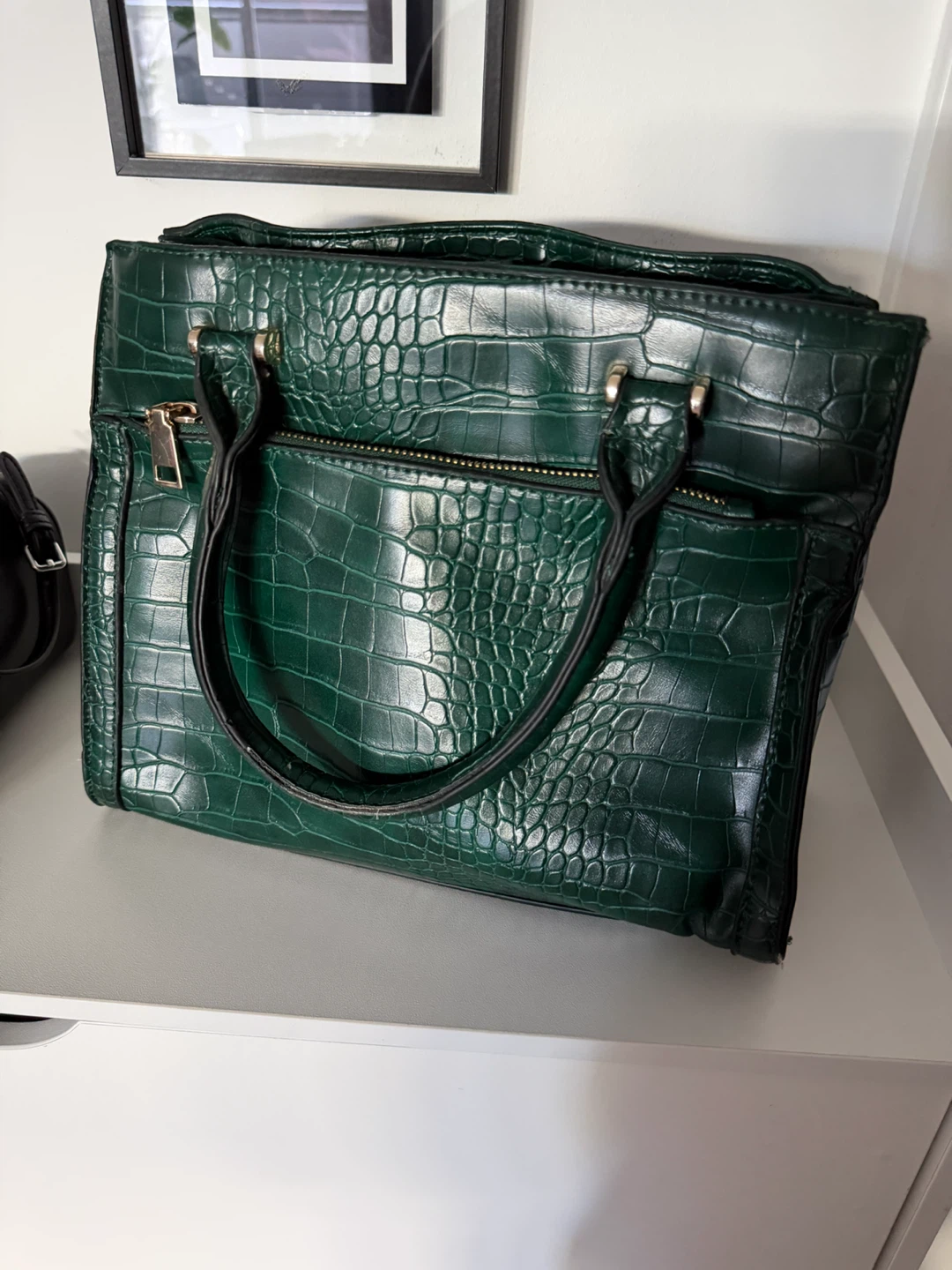 Deep Green Croc-Embossed Handbag - photo 3