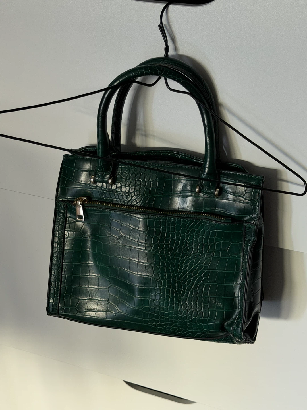 Deep Green Croc-Embossed Handbag - photo 4