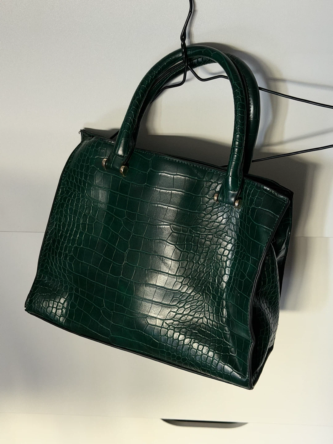 Deep Green Croc-Embossed Handbag - photo 5
