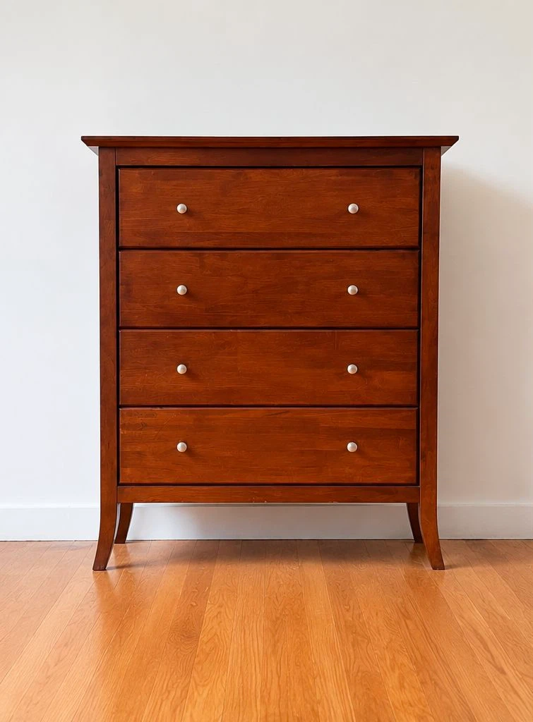 Cherry Wood 4-Drawer Dresser
