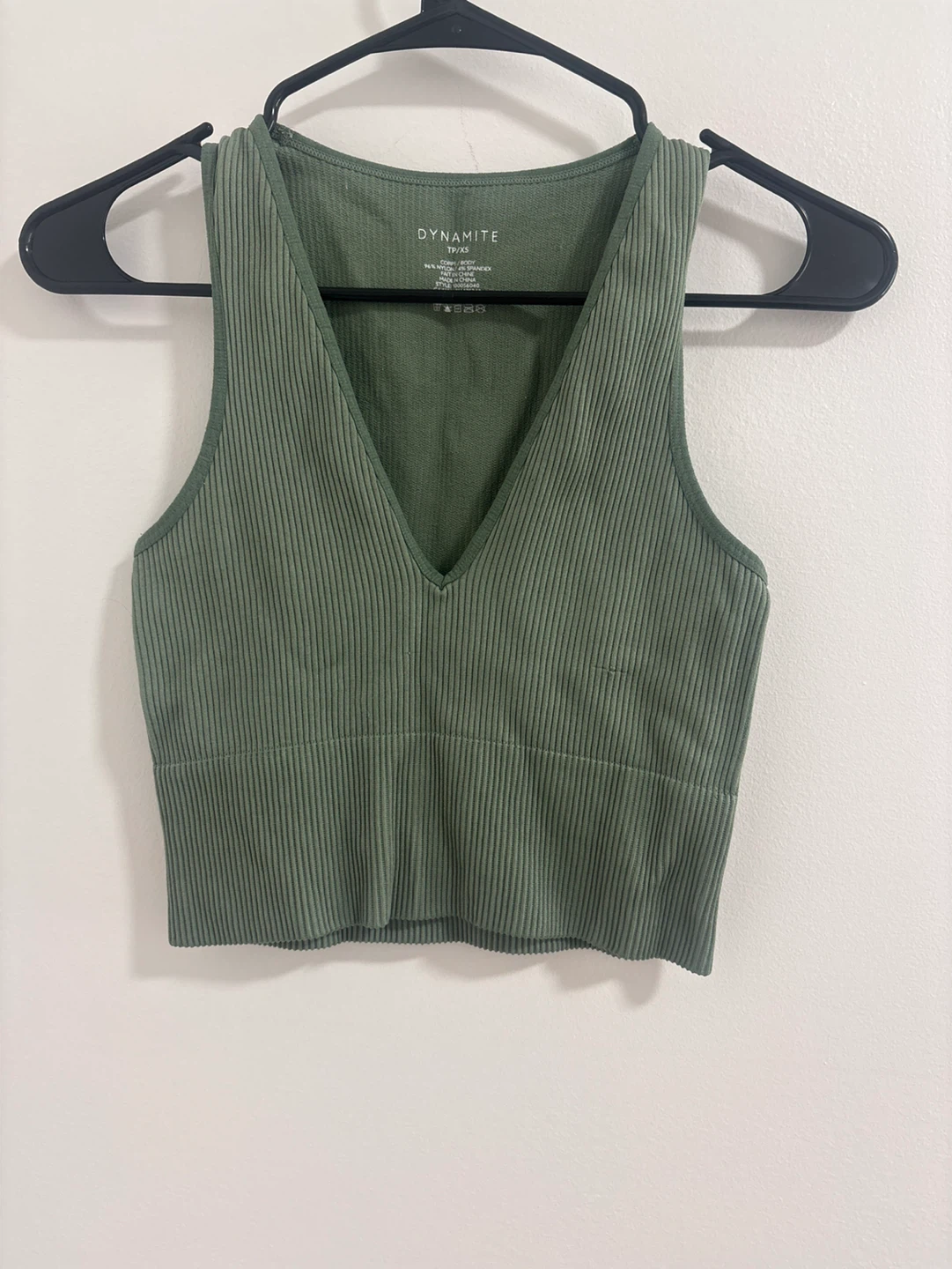 Dynamite Ribbed V-Neck Crop Tank Top