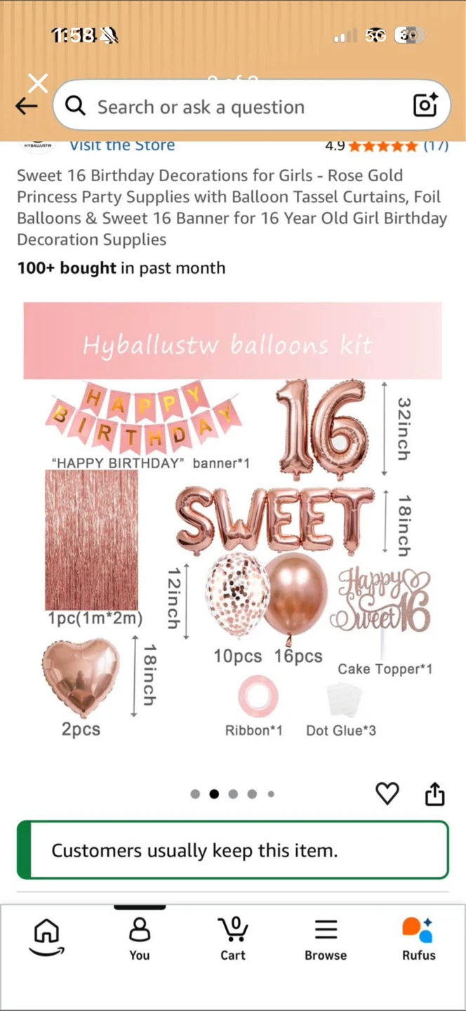 Rose Gold Sweet 16 Birthday Decorations Kit - photo 2