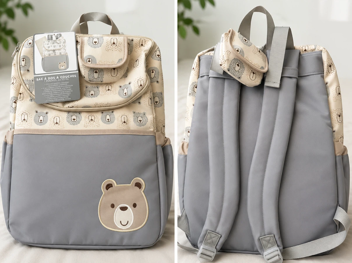 Brand New-Bear Print Diaper Backpack