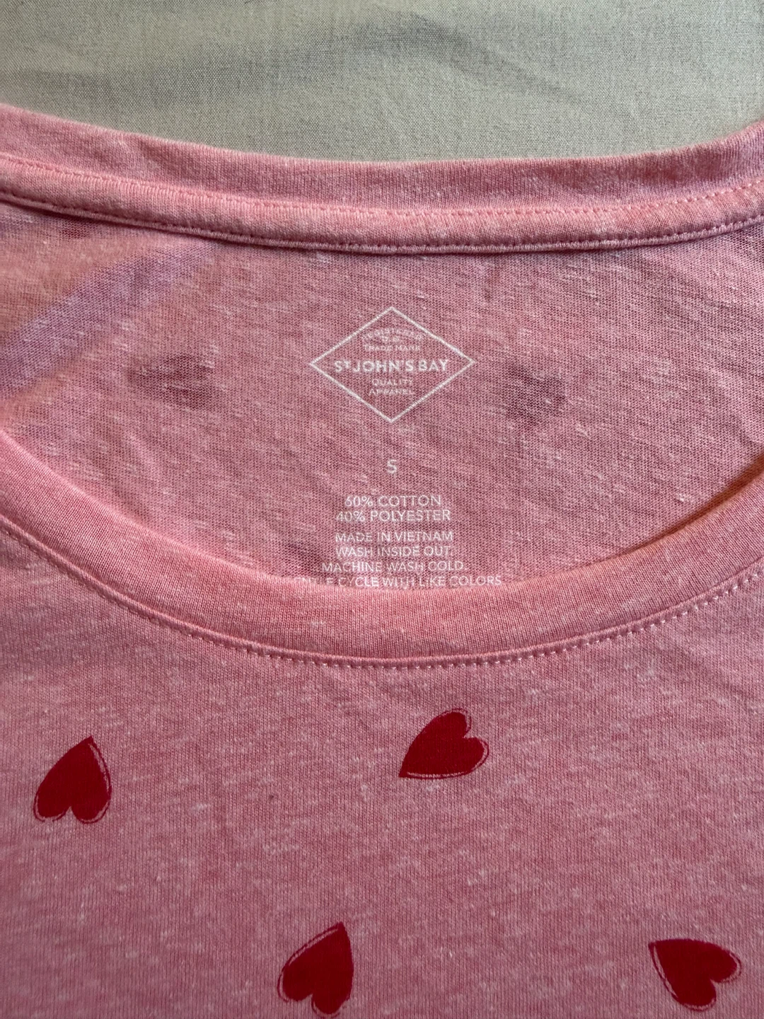 St. John's Bay Pink Heart Print T-Shirt - Size S - photo 2