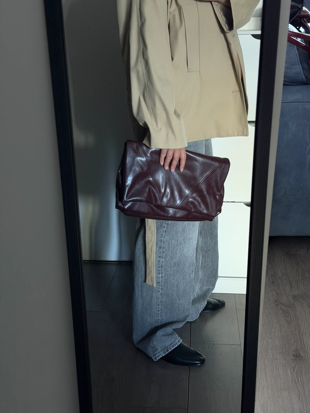 Burgundy Leather Clutch Bag