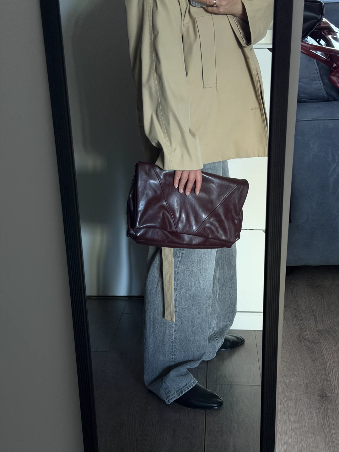 Burgundy Leather Clutch Bag - photo 3