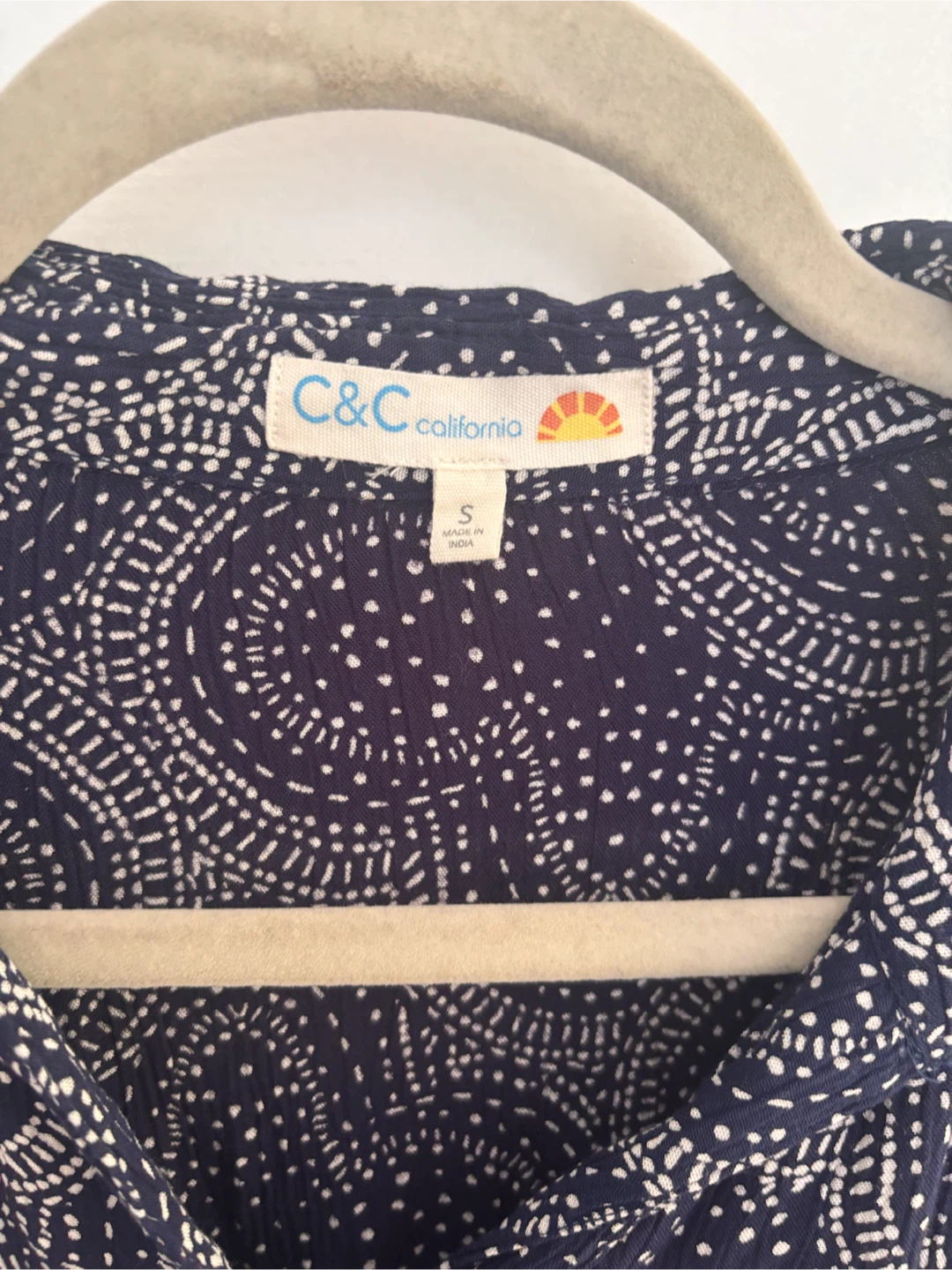 C&C California Navy Patterned Button-Up Dress Size S - photo 3